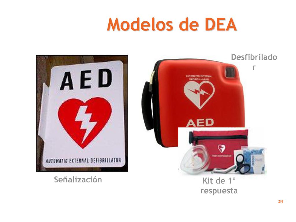 Modelos de DEA Desfibrilado r Señalización Kit de 1º respuesta 21