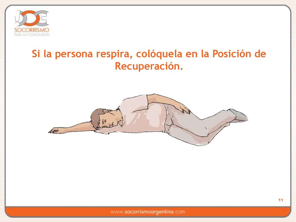 Si la persona respira, colóquela en la Posición de Recuperación.