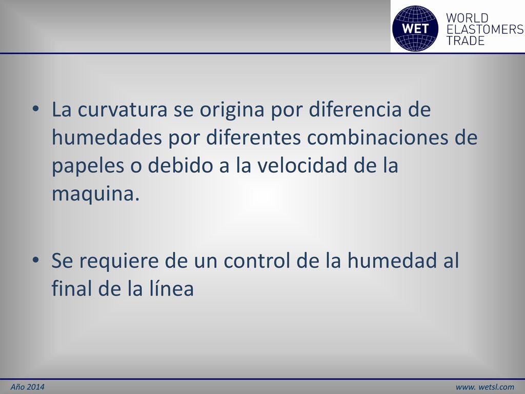La curvatura se origina por diferencia de humedades por diferentes combinaciones de papeles o debido a la velocidad de la maquina.