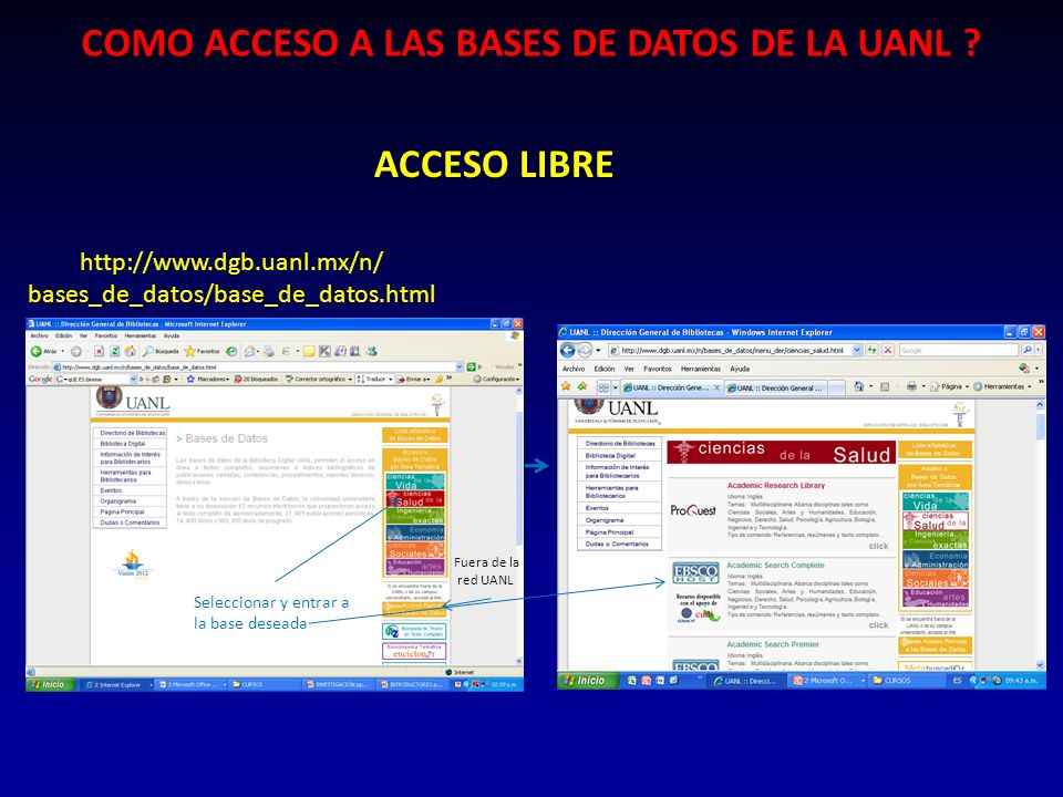 COMO ACCESO A LAS BASES DE DATOS DE LA UANL