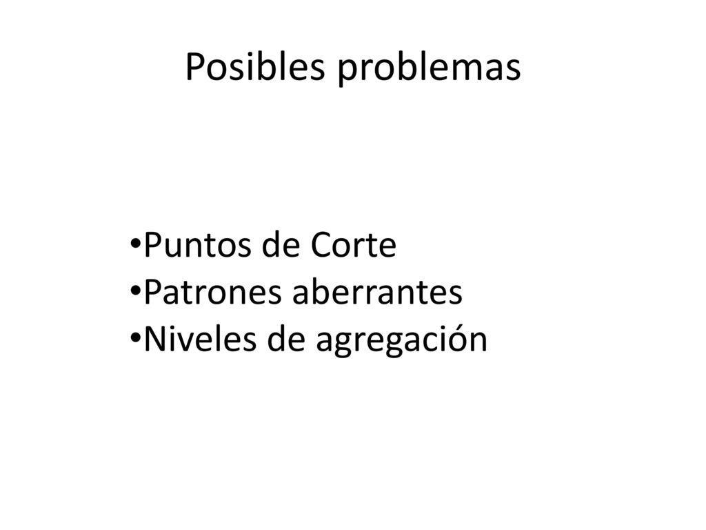 Posibles problemas Puntos de Corte Patrones aberrantes