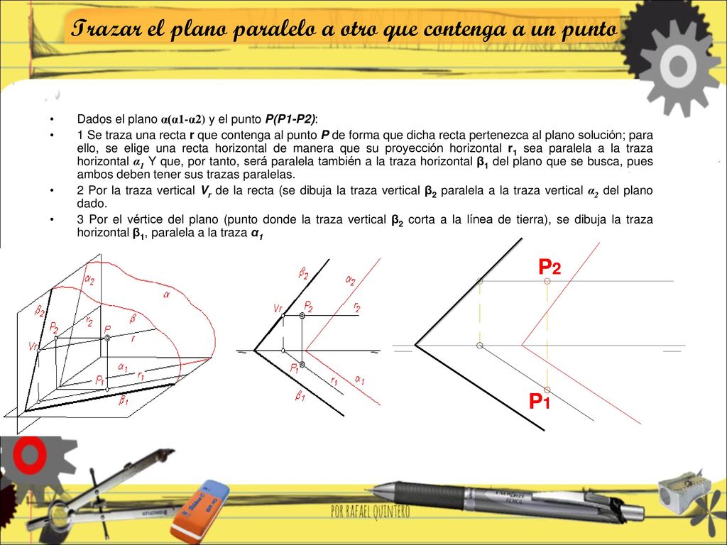 Trazar el plano paralelo a otro que contenga a un punto