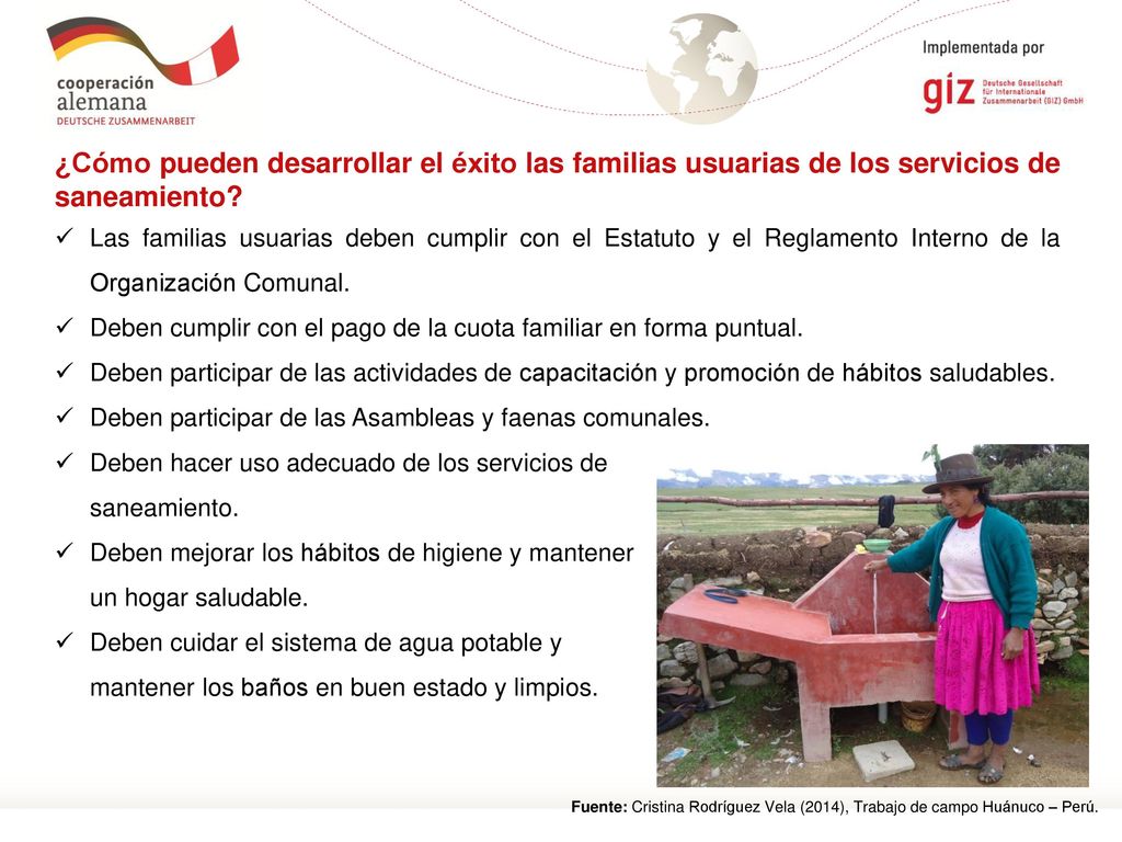 ¿Cómo pueden desarrollar el éxito las familias usuarias de los servicios de saneamiento