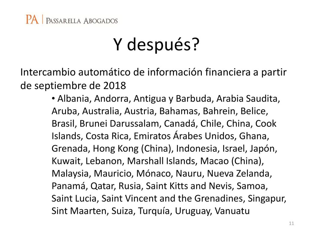 Y después Intercambio automático de información financiera a partir de septiembre de