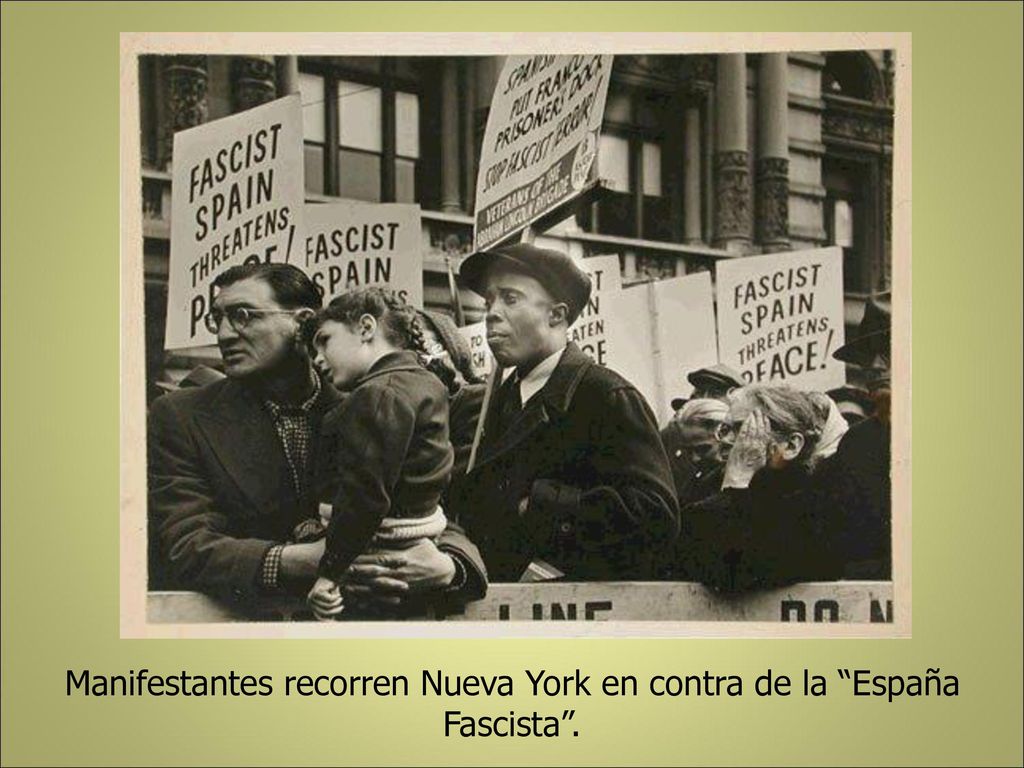 Manifestantes recorren Nueva York en contra de la España Fascista .