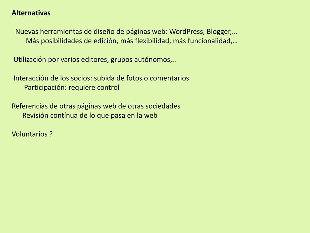 Alternativas Nuevas herramientas de diseño de páginas web: WordPress, Blogger,...