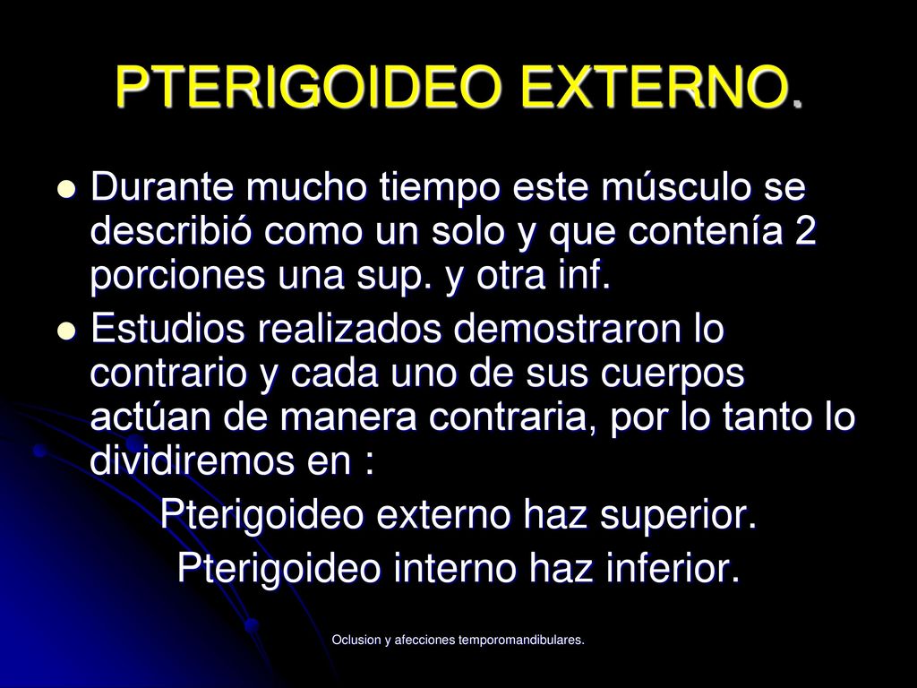 PTERIGOIDEO EXTERNO. Durante mucho tiempo este músculo se describió como un solo y que contenía 2 porciones una sup. y otra inf.