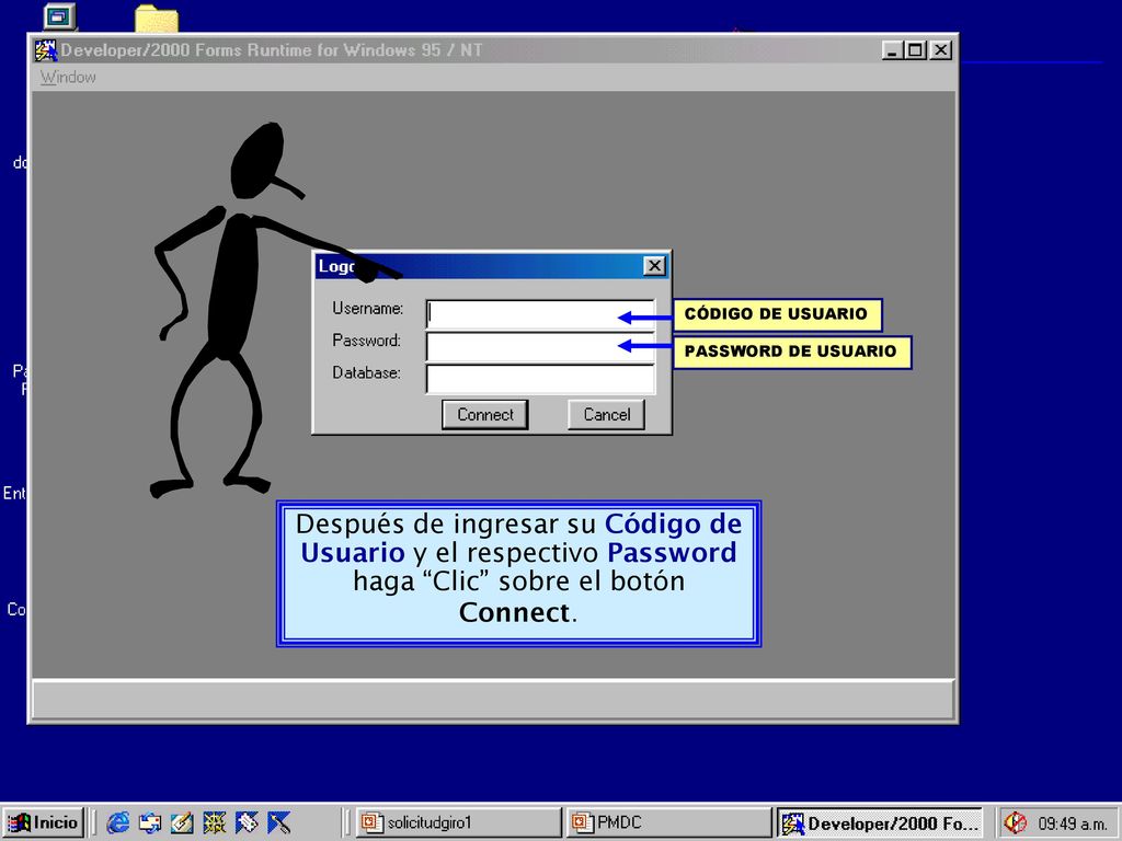 CÓDIGO DE USUARIO PASSWORD DE USUARIO. Después de ingresar su Código de Usuario y el respectivo Password haga Clic sobre el botón.