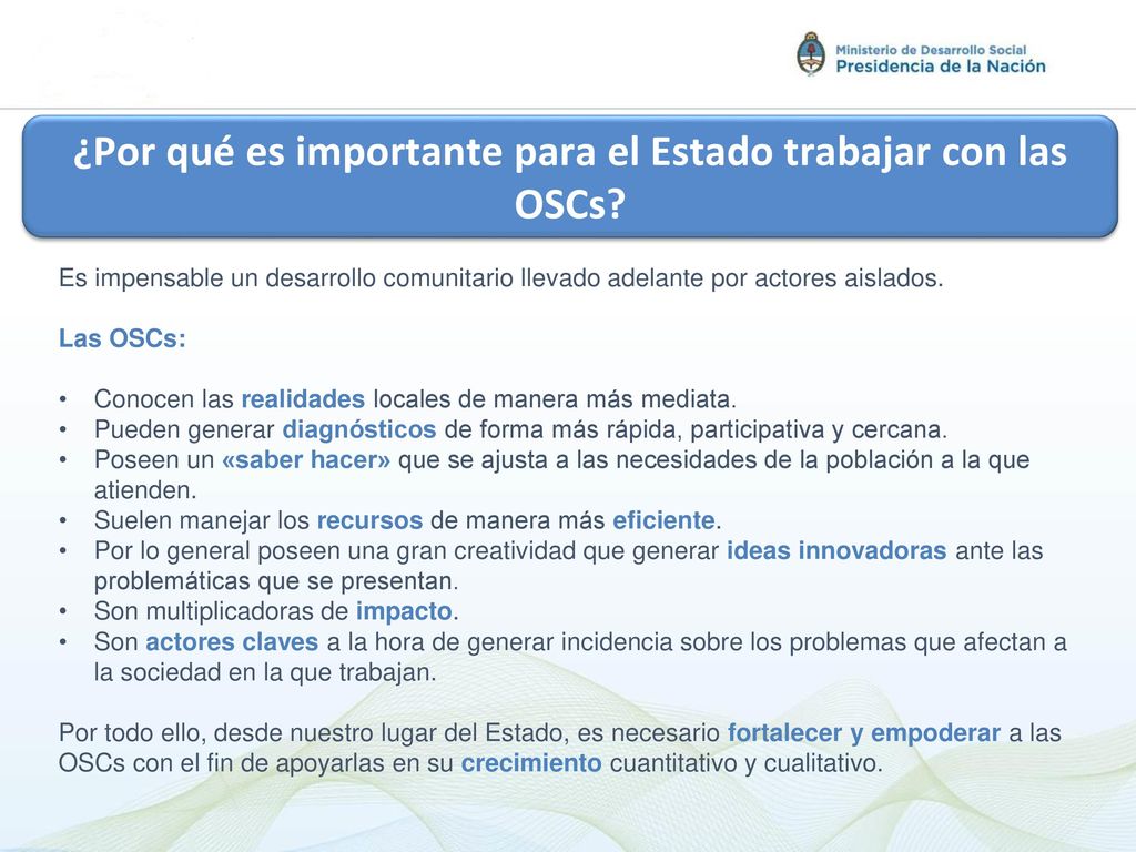¿Por qué es importante para el Estado trabajar con las OSCs