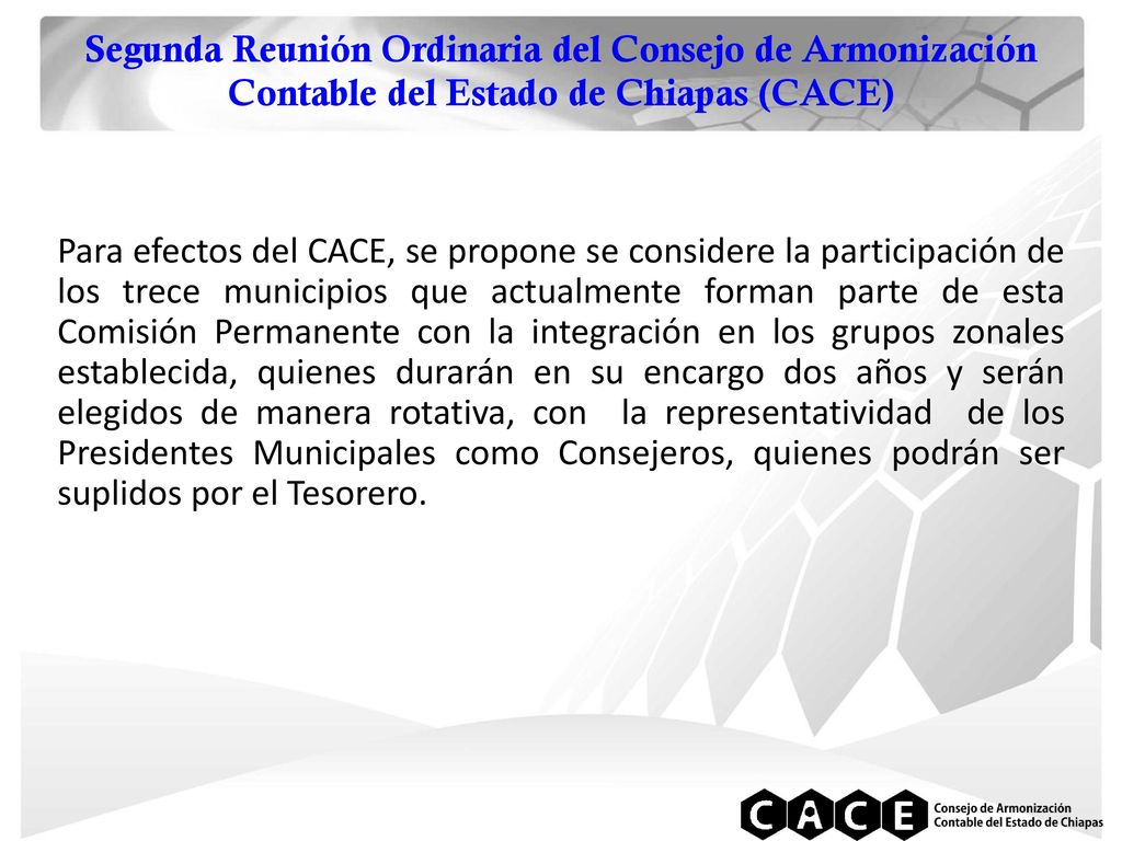 Segunda Reunión Ordinaria del Consejo de Armonización Contable del Estado de Chiapas (CACE)