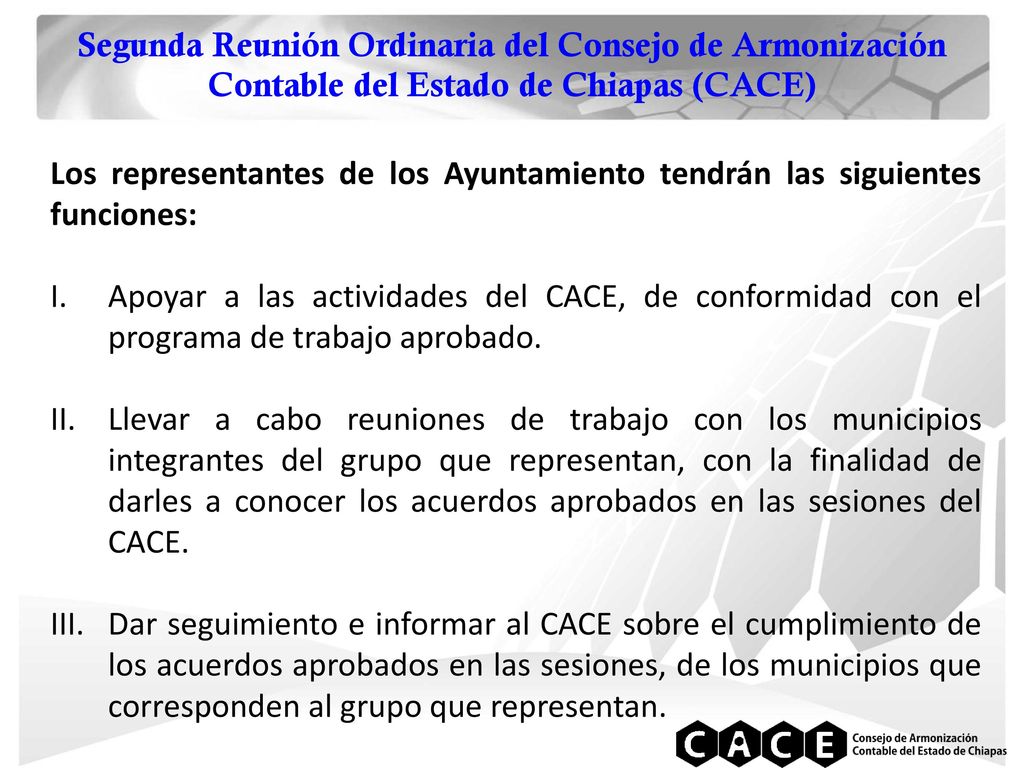 Segunda Reunión Ordinaria del Consejo de Armonización Contable del Estado de Chiapas (CACE)