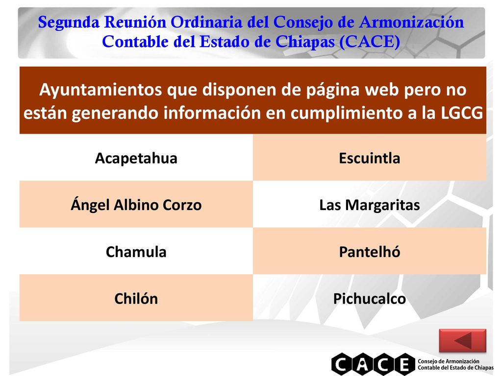 Segunda Reunión Ordinaria del Consejo de Armonización Contable del Estado de Chiapas (CACE)