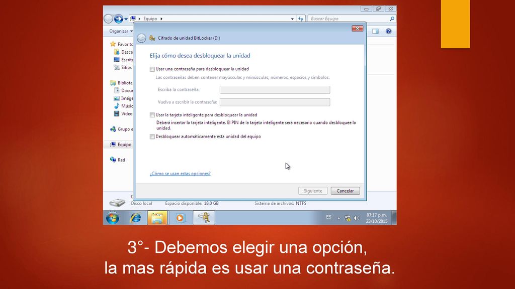 3°- Debemos elegir una opción, la mas rápida es usar una contraseña.