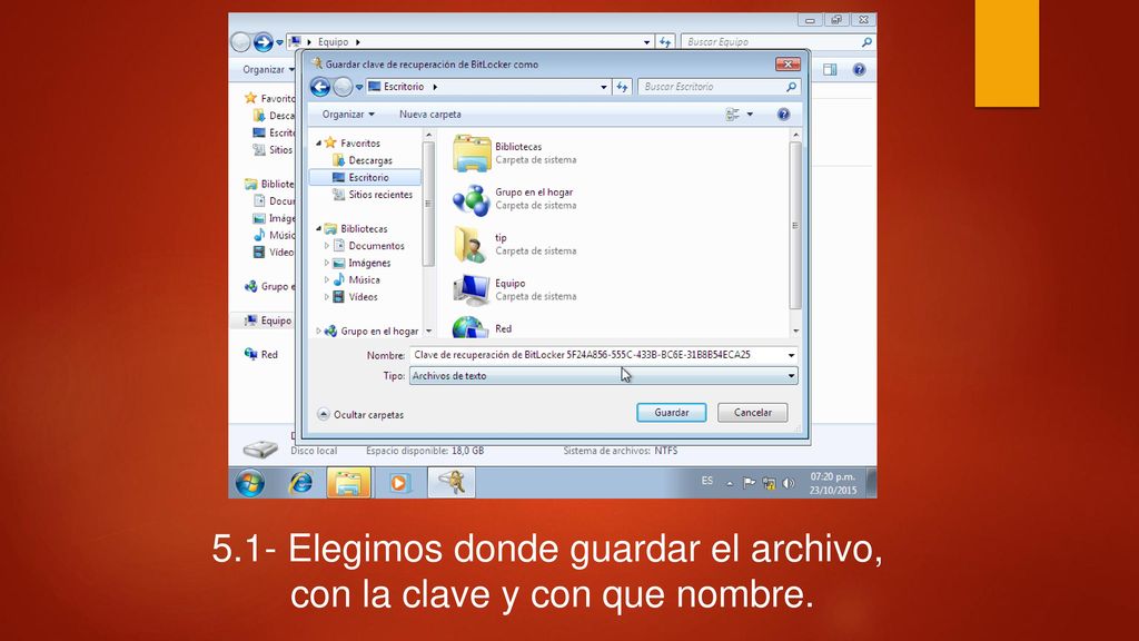 5.1- Elegimos donde guardar el archivo, con la clave y con que nombre.