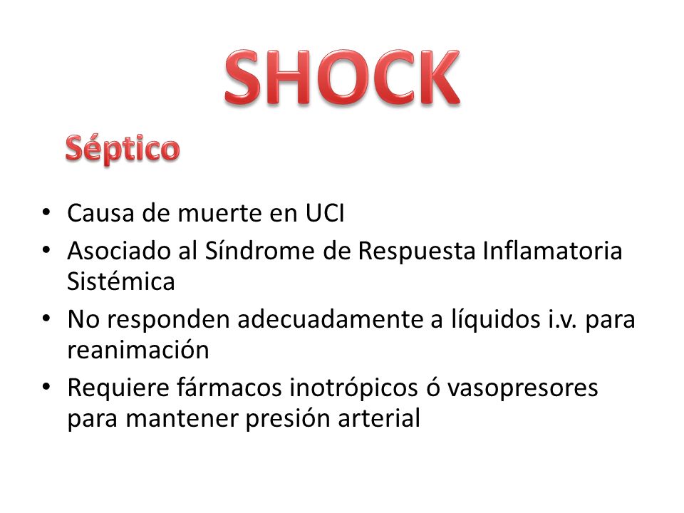 SHOCK Séptico Causa de muerte en UCI