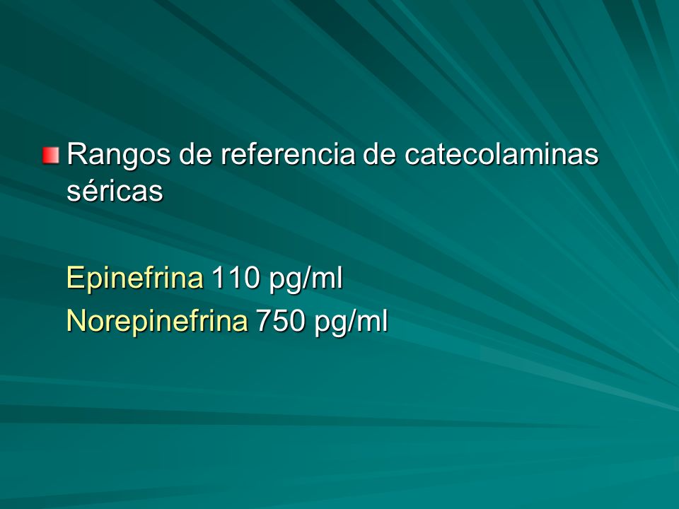Rangos de referencia de catecolaminas séricas
