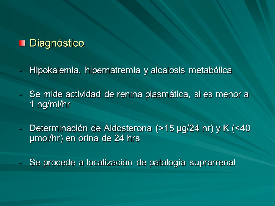 Diagnóstico Hipokalemia, hipernatremia y alcalosis metabólica