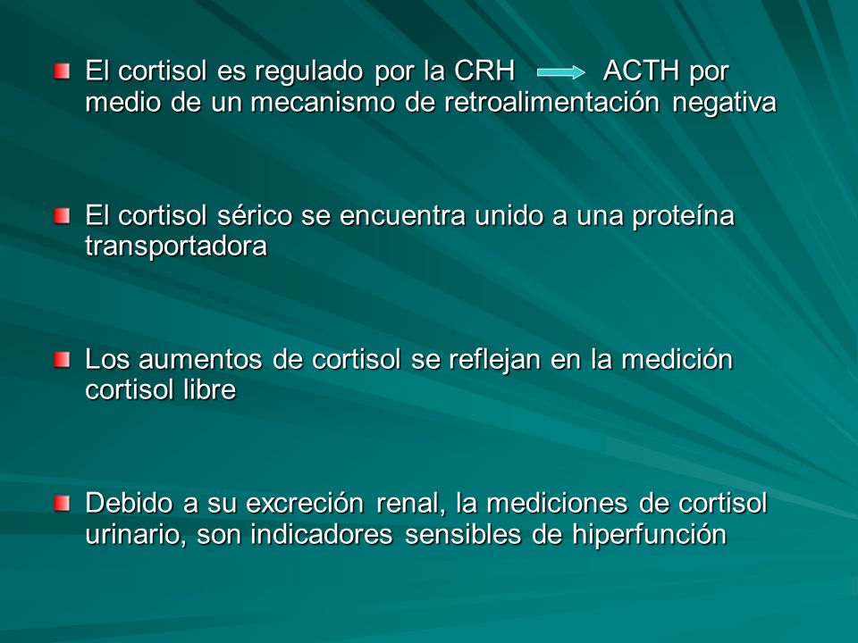 El cortisol es regulado por la CRH ACTH por medio de un mecanismo de retroalimentación negativa
