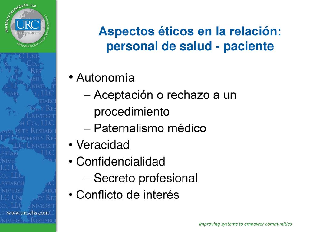 Aspectos éticos en la relación: personal de salud - paciente
