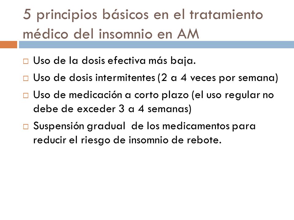 5 principios básicos en el tratamiento médico del insomnio en AM