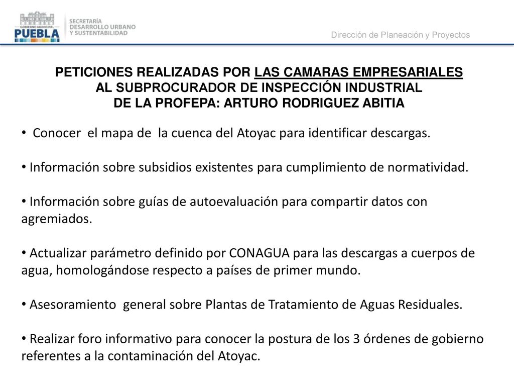 Conocer el mapa de la cuenca del Atoyac para identificar descargas.