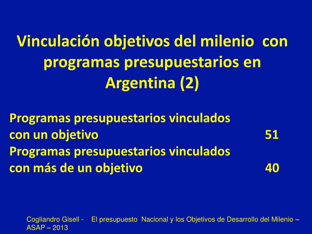 Vinculación objetivos del milenio con programas presupuestarios en Argentina (2)