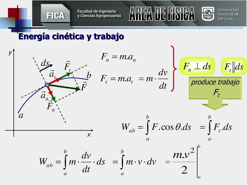 AREA DE FISICA Energía cinética y trabajo y produce trabajo Ft x 14