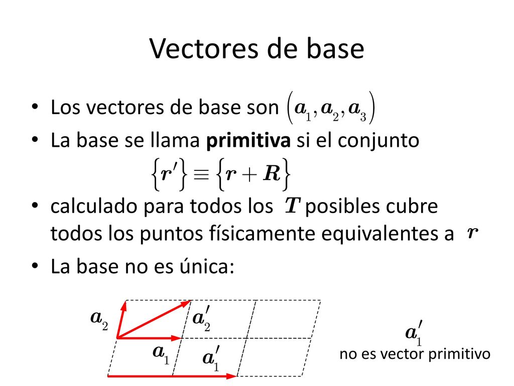 Vectores de base Los vectores de base son