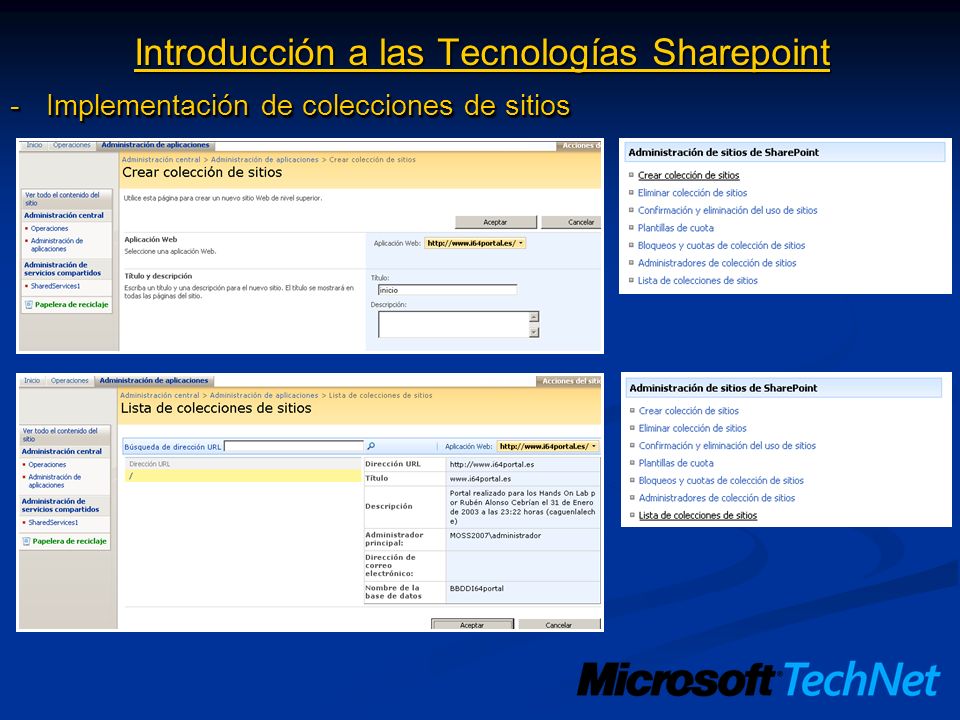 Introducción a las Tecnologías Sharepoint