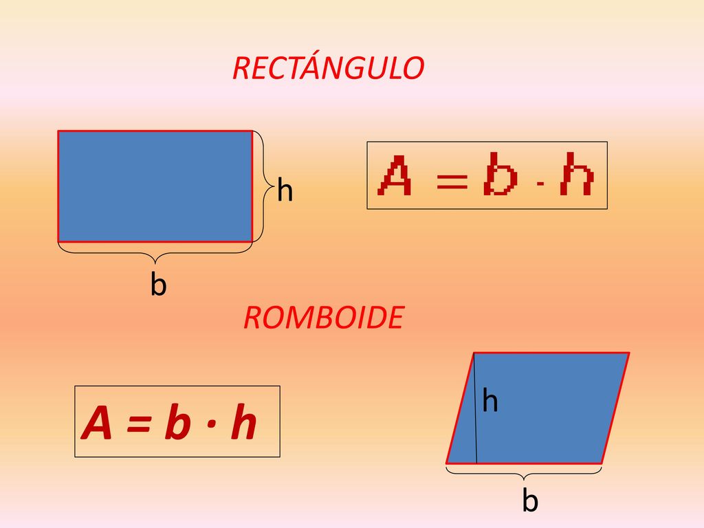 RECTÁNGULO h b ROMBOIDE h A = b · h b