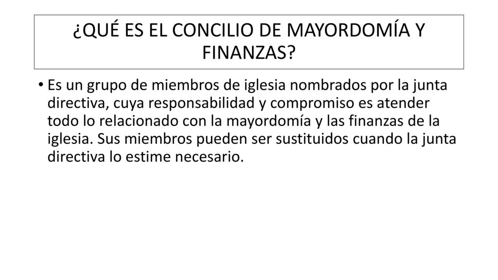 EL CONCILIO DE MAYORDOMIA Y FINANZAS - ppt descargar