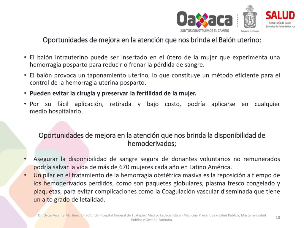 Oportunidades de mejora en la atención que nos brinda el Balón uterino:
