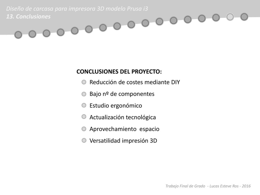 Diseño de carcasa para impresora 3D modelo Prusa i3 13. Conclusiones