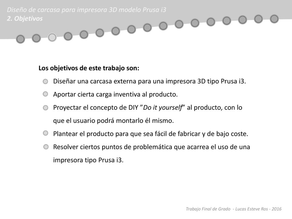 Diseño de carcasa para impresora 3D modelo Prusa i3 2. Objetivos