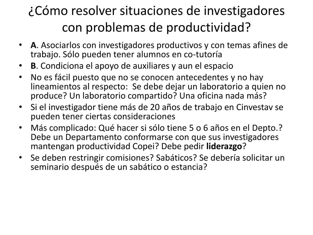 ¿Cómo resolver situaciones de investigadores con problemas de productividad