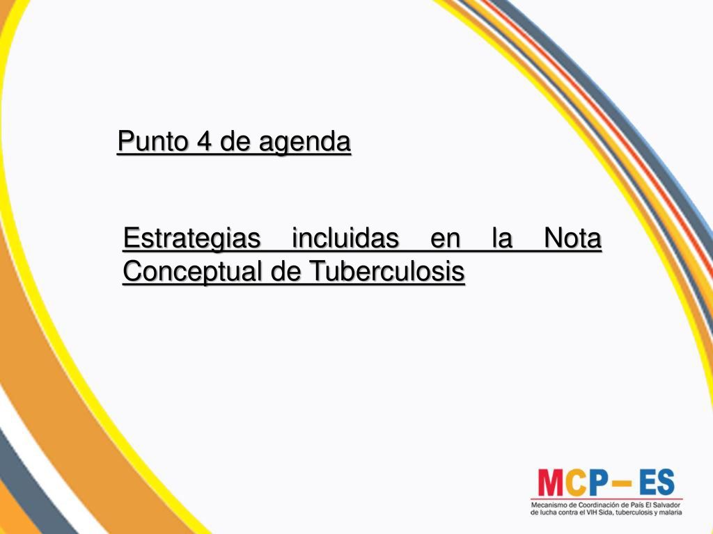 Punto 4 de agenda Estrategias incluidas en la Nota Conceptual de Tuberculosis
