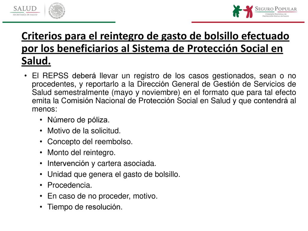 Criterios para el reintegro de gasto de bolsillo efectuado por los beneficiarios al Sistema de Protección Social en Salud.