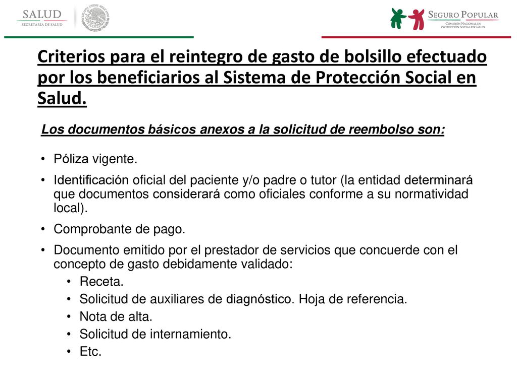 Los documentos básicos anexos a la solicitud de reembolso son:
