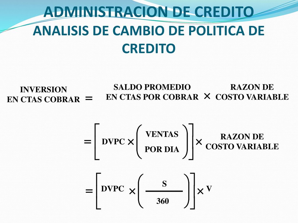 ADMINISTRACION DE CREDITO ANALISIS DE CAMBIO DE POLITICA DE CREDITO