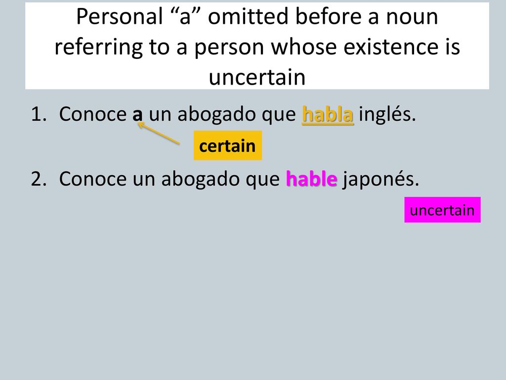 Personal a omitted before a noun referring to a person whose existence is uncertain