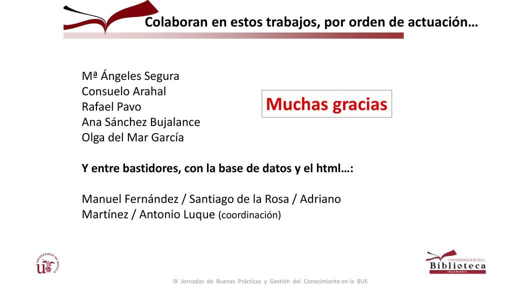 IX Jornadas de Buenas Prácticas y Gestión del Conocimiento en la BUS