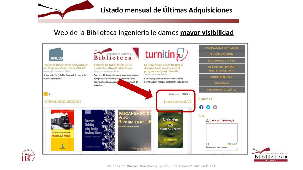 Listado mensual de Últimas Adquisiciones