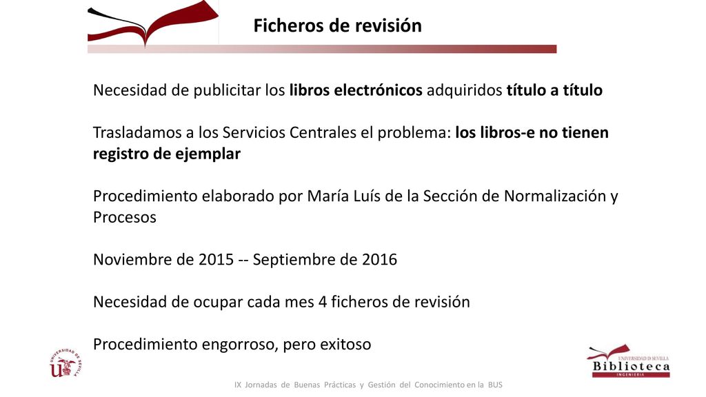 IX Jornadas de Buenas Prácticas y Gestión del Conocimiento en la BUS