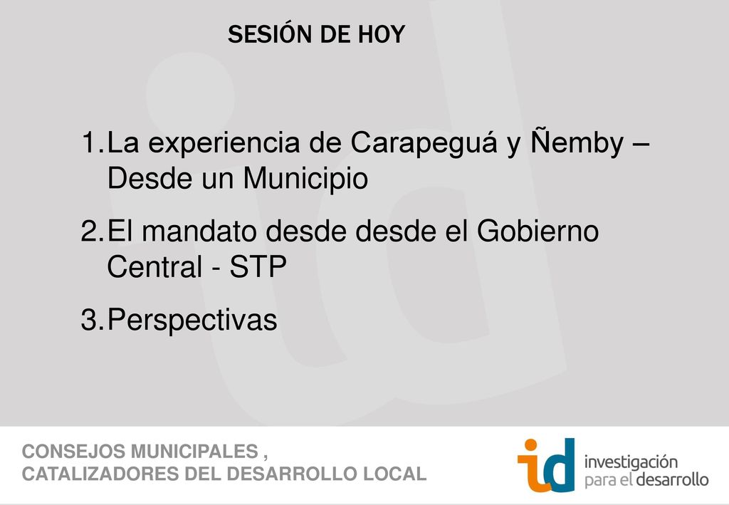 La experiencia de Carapeguá y Ñemby – Desde un Municipio