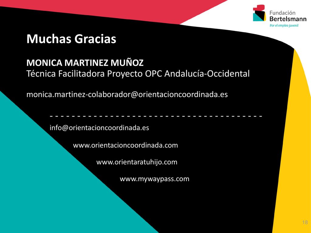 Muchas Gracias MONICA MARTINEZ MUÑOZ Técnica Facilitadora Proyecto OPC Andalucía-Occidental