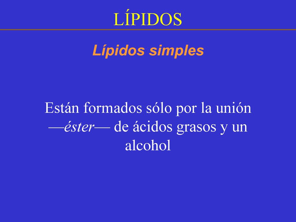 Están formados sólo por la unión —éster— de ácidos grasos y un alcohol