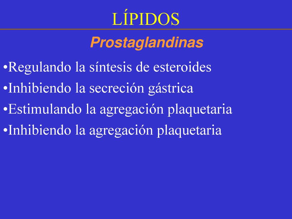 LÍPIDOS Prostaglandinas Regulando la síntesis de esteroides