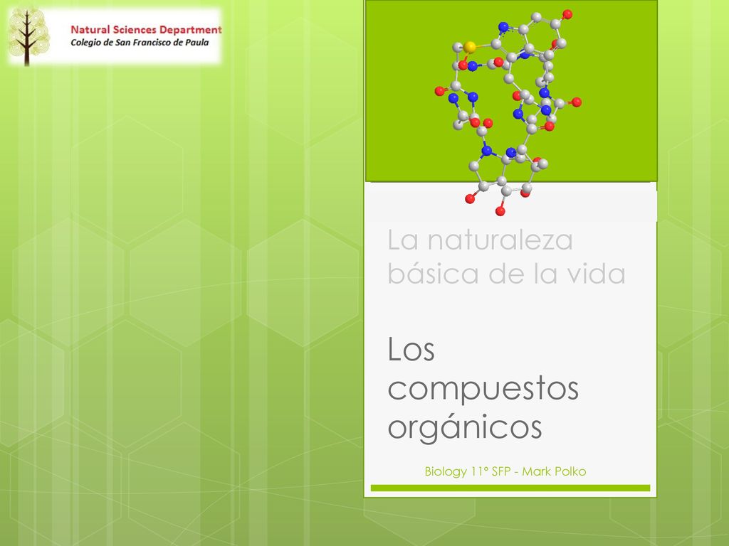 Tema 1 La naturaleza básica de la vida Los compuestos orgánicos