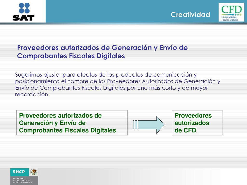 Creatividad Proveedores autorizados de Generación y Envío de Comprobantes Fiscales Digitales.