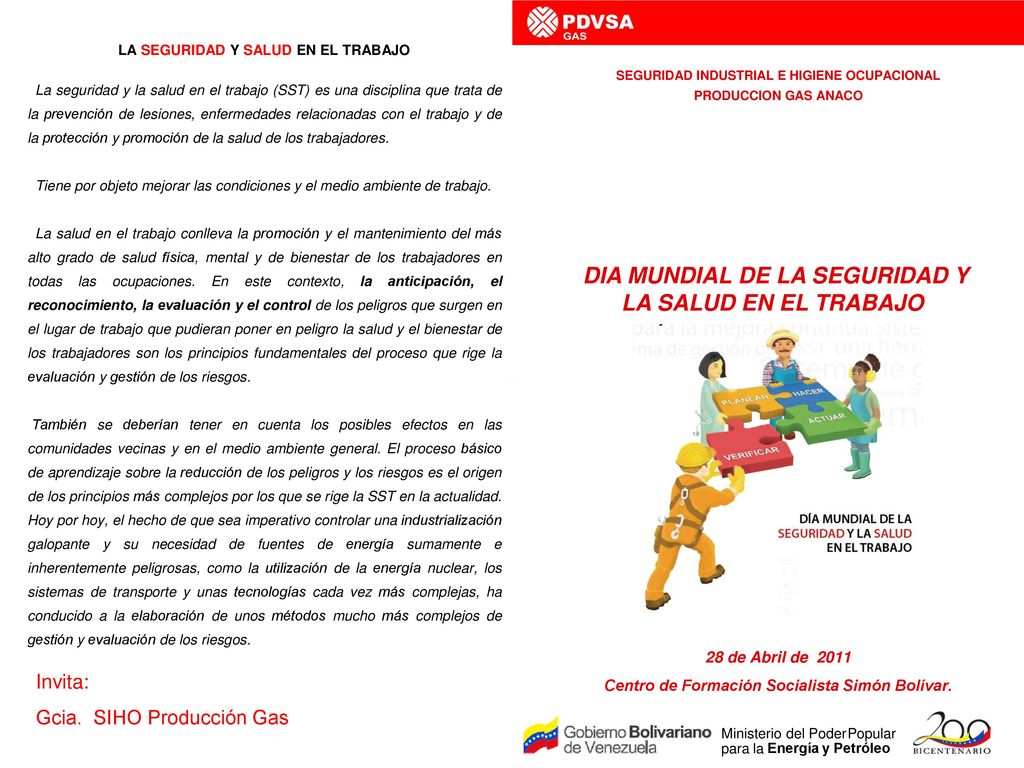 DIA MUNDIAL DE LA SEGURIDAD Y LA SALUD EN EL TRABAJO